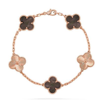 [LunaMar]LUCKY CLOVER 5-MOTIF BRACELET - GREY MOTHER-OF-PEARL COLLECTION