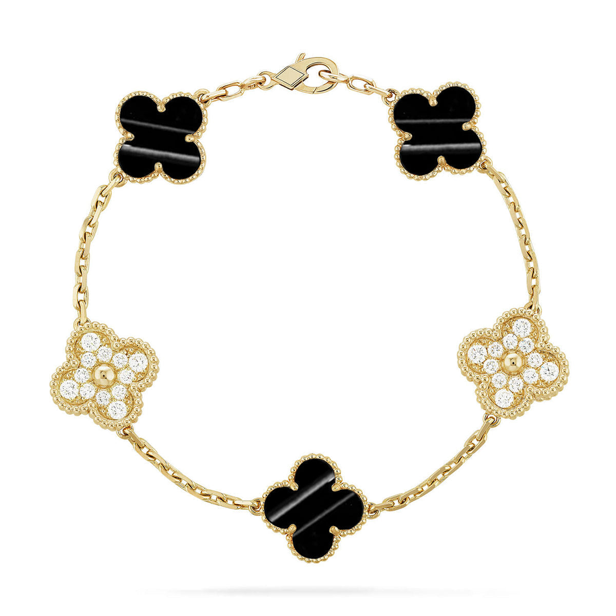 [LunaMar]LUCKY CLOVER 5-MOTIF BRACELET - PULSE STONE COLLECTION