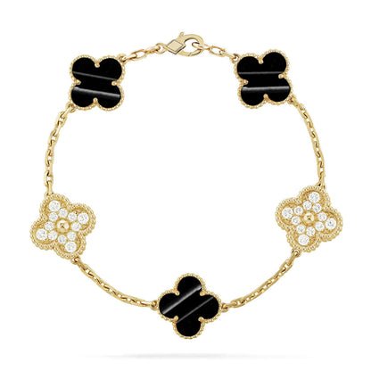 [LunaMar]LUCKY CLOVER 5-MOTIF BRACELET - PULSE STONE COLLECTION