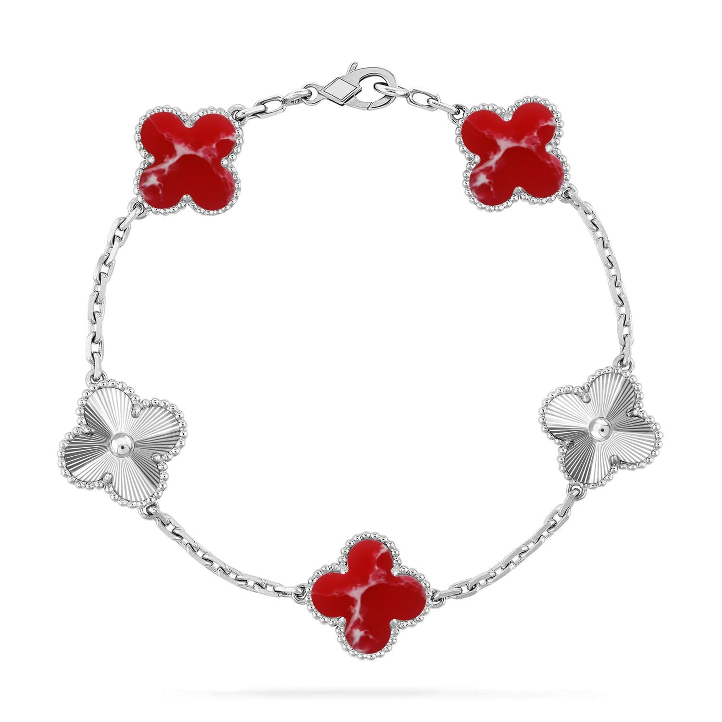 [LunaMar]LUCKY CLOVER 5-MOTIF BRACELET - RED LARIMAR COLLECTION