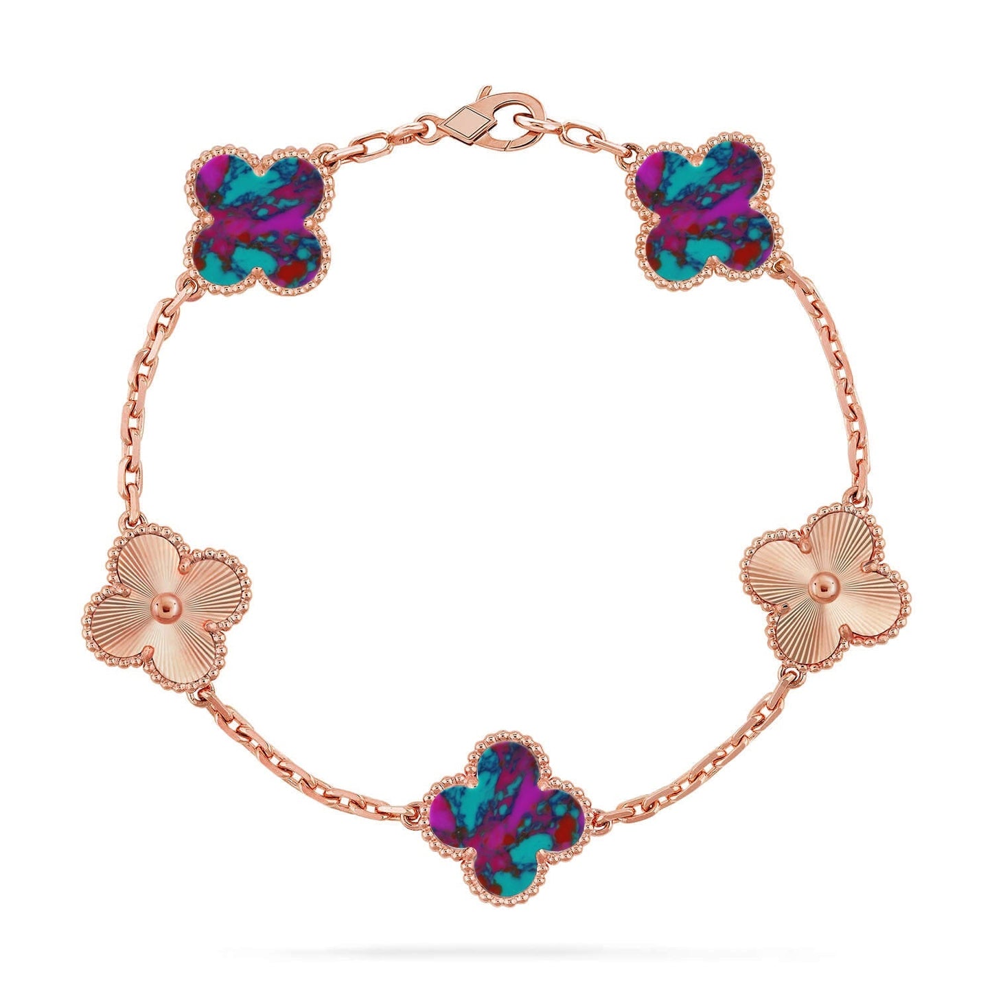 [LunaMar]LUCKY CLOVER 5-MOTIF BRACELET - MULTI-GEM COLLECTION
