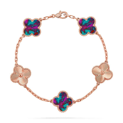 [LunaMar]LUCKY CLOVER 5-MOTIF BRACELET - MULTI-GEM COLLECTION