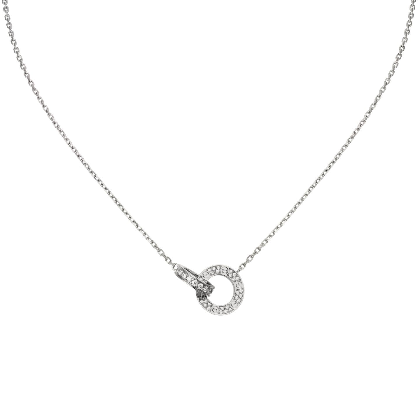 [LunaMar]LOVE DOUBLE-RING PENDANT FULL-PAVÉ NECKLACE