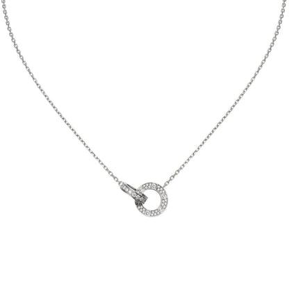 [LunaMar]LOVE DOUBLE-RING PENDANT FULL-PAVÉ NECKLACE