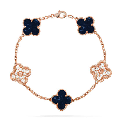 [LunaMar]LUCKY CLOVER 5-MOTIF BRACELET - PIETERSITE COLLECTION