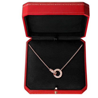 [LunaMar]LOVE DOUBLE-RING PENDANT FULL-PAVÉ NECKLACE