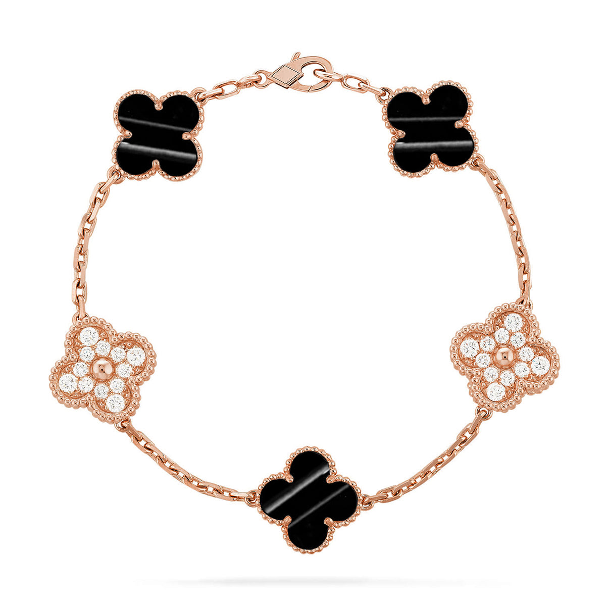[LunaMar]LUCKY CLOVER 5-MOTIF BRACELET - PULSE STONE COLLECTION