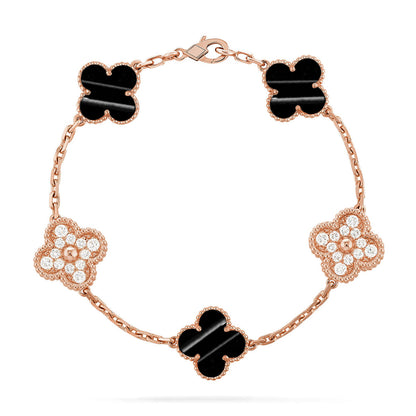 [LunaMar]LUCKY CLOVER 5-MOTIF BRACELET - PULSE STONE COLLECTION
