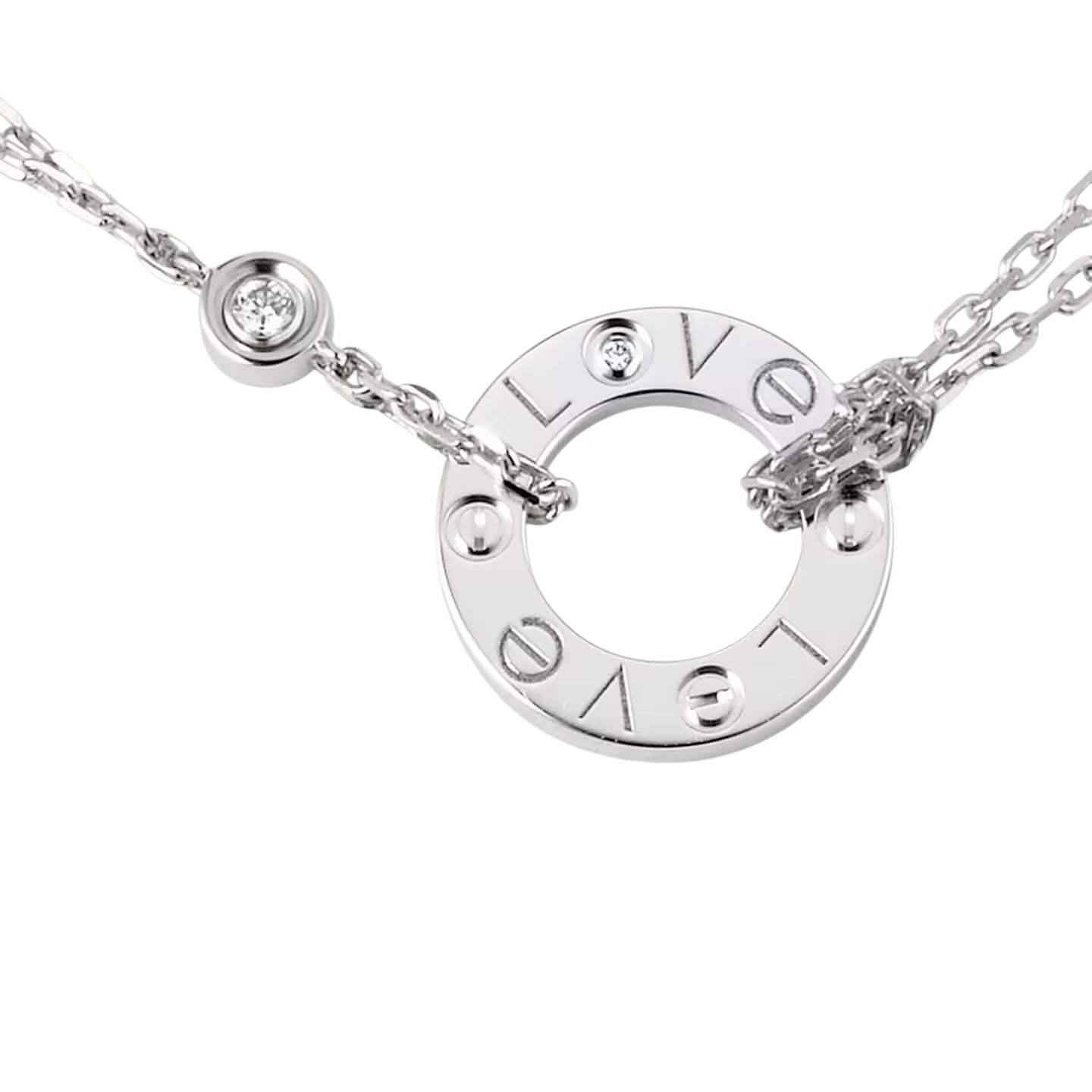 [LunaMar]LOVE CIRCULAR PENDANT 2-DIAMOND NECKLACE