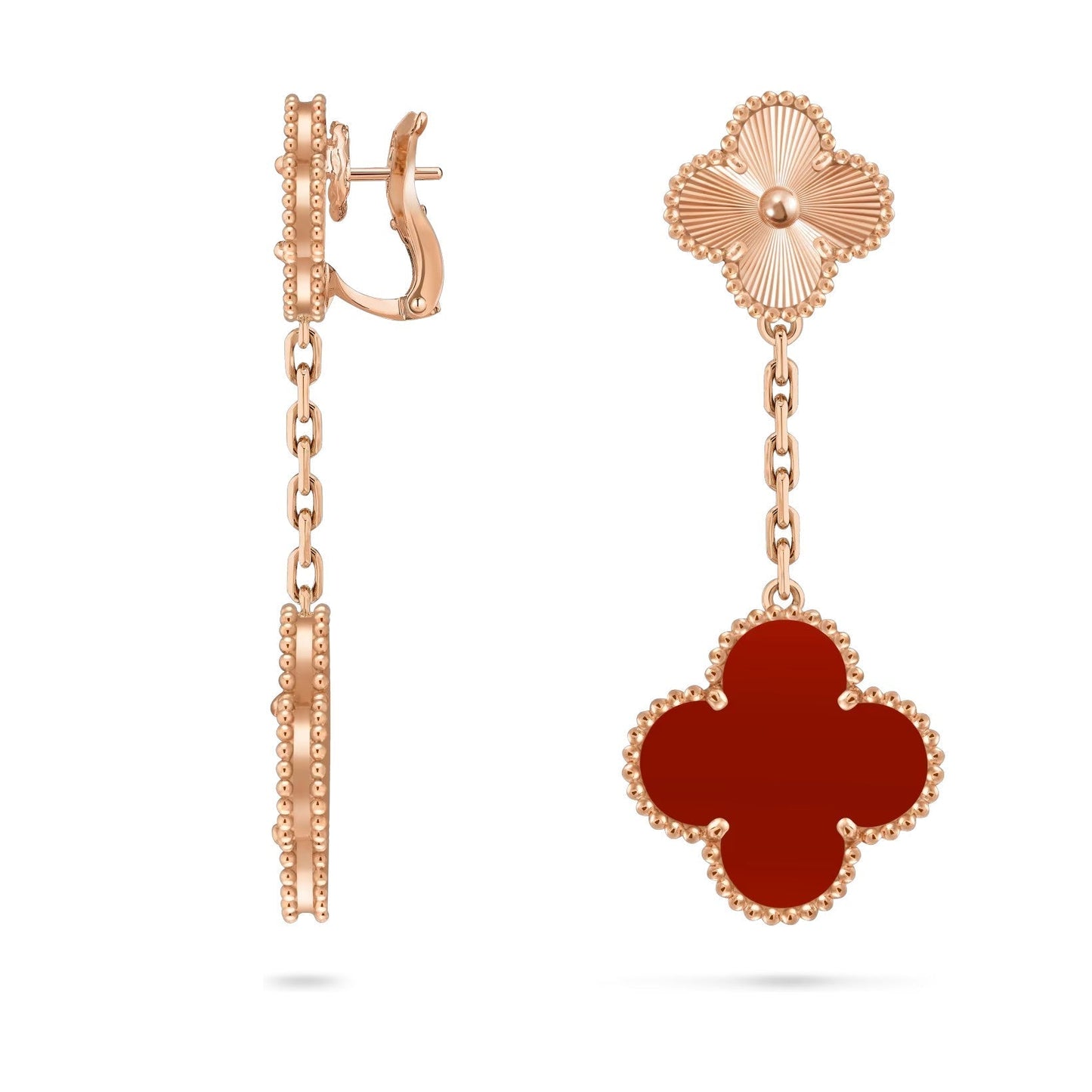 [LunaMar]CLOVER DUAL-MOTIF STATEMENT STUD EARRINGS - DOUBLE-CHARM COLLECTION