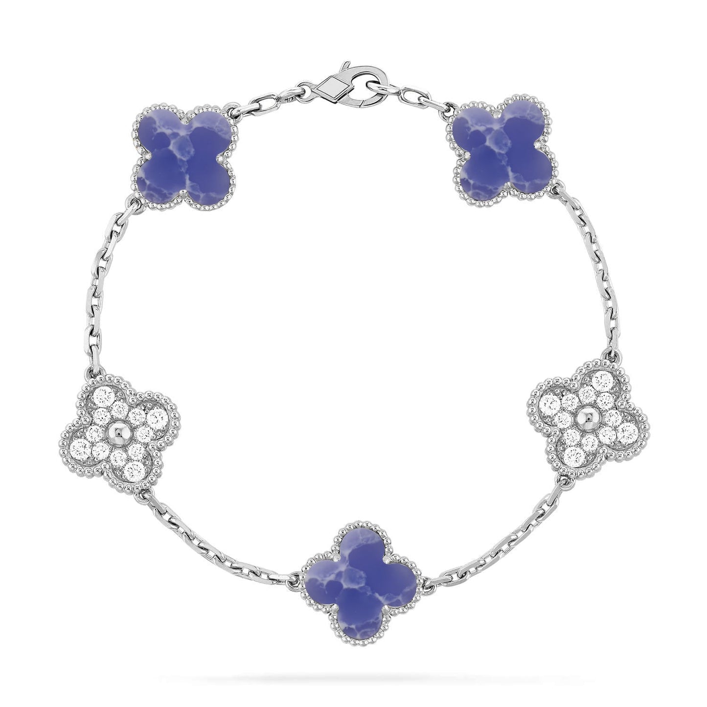 [LunaMar]LUCKY CLOVER 5-MOTIF BRACELET - BLUE LARIMAR COLLECTION