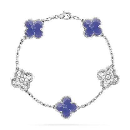 [LunaMar]LUCKY CLOVER 5-MOTIF BRACELET - BLUE LARIMAR COLLECTION