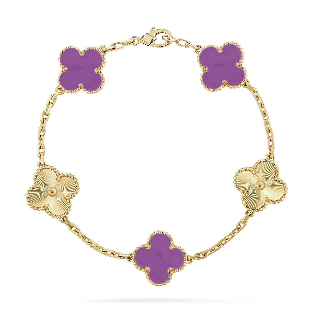 [LunaMar]LUCKY CLOVER 5-MOTIF BRACELET - VIOLET COLLECTION