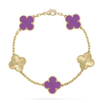 [LunaMar]LUCKY CLOVER 5-MOTIF BRACELET - VIOLET COLLECTION