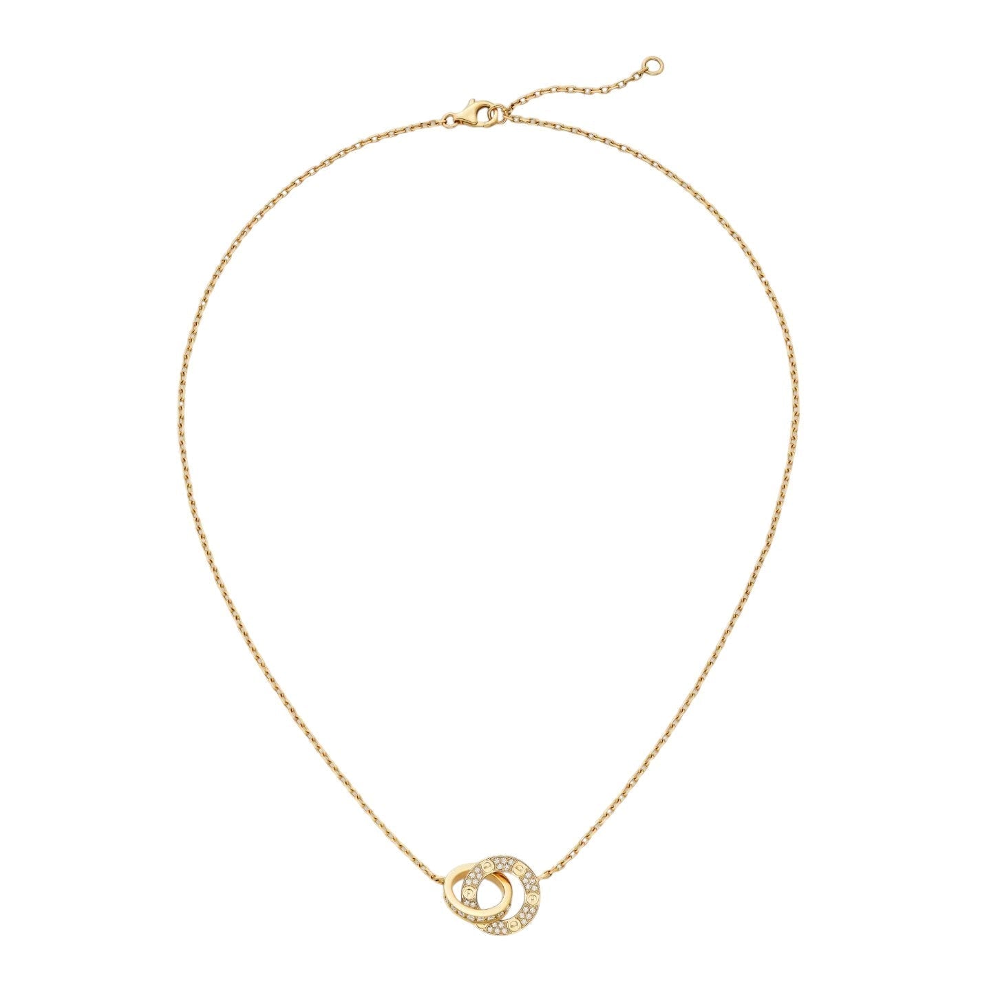 [LunaMar]LOVE DOUBLE-RING PENDANT FULL-PAVÉ NECKLACE