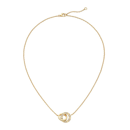 [LunaMar]LOVE DOUBLE-RING PENDANT FULL-PAVÉ NECKLACE