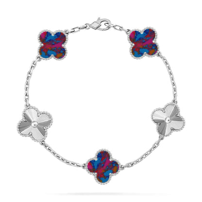 [LunaMar]LUCKY CLOVER 5-MOTIF BRACELET - MULTI-GEM COLLECTION