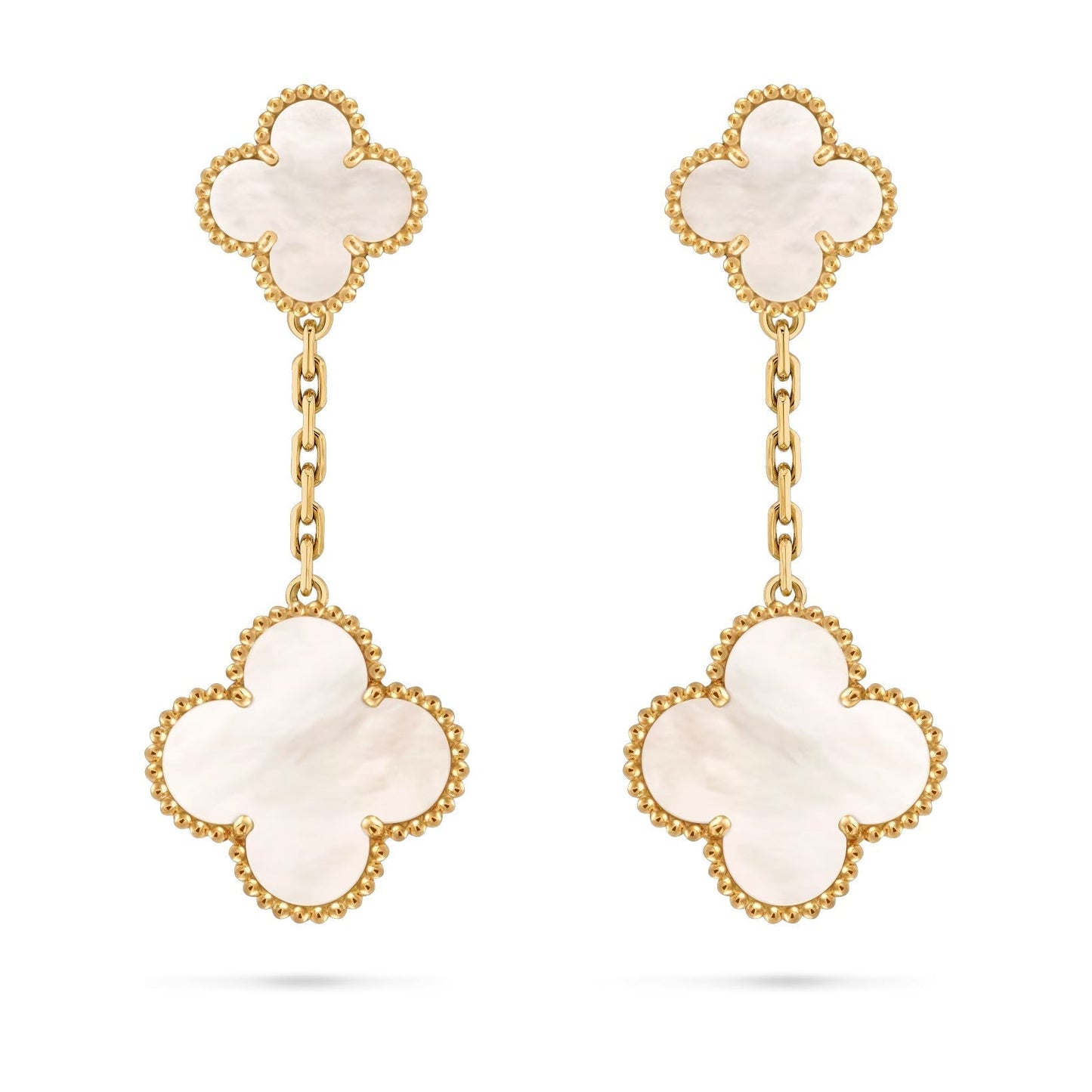 [LunaMar]CLOVER DUAL-MOTIF STATEMENT STUD EARRINGS - DOUBLE-CHARM COLLECTION