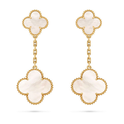 [LunaMar]CLOVER DUAL-MOTIF STATEMENT STUD EARRINGS - DOUBLE-CHARM COLLECTION