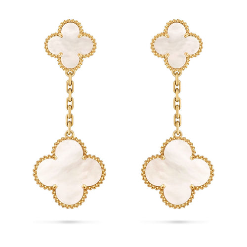 [LunaMar]CLOVER DUAL-MOTIF STATEMENT STUD EARRINGS - DOUBLE-CHARM COLLECTION