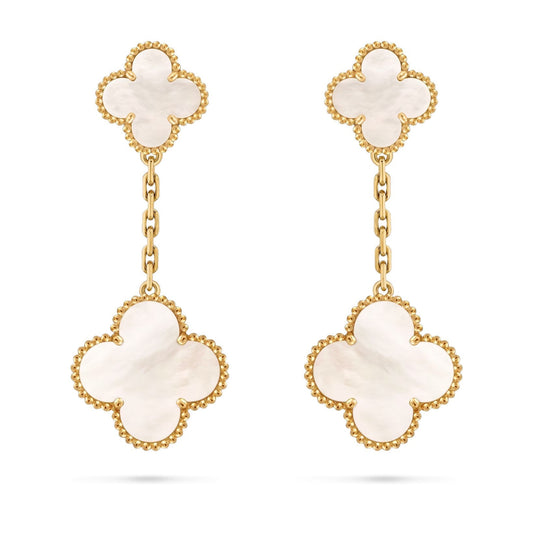 [LunaMar]CLOVER DUAL-MOTIF STATEMENT STUD EARRINGS - DOUBLE-CHARM COLLECTION