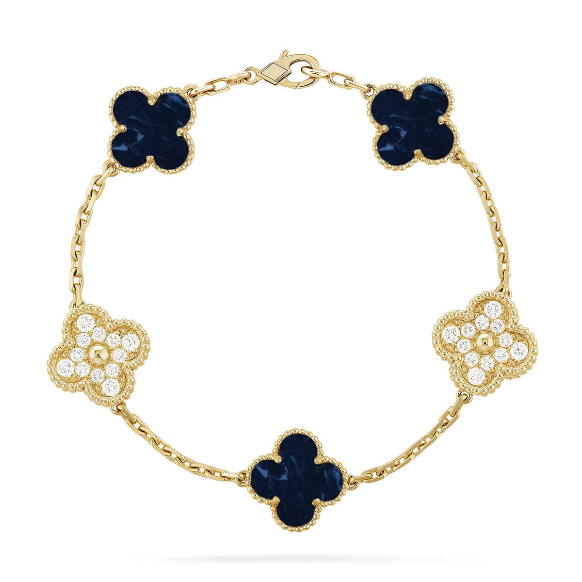 [LunaMar]LUCKY CLOVER 5-MOTIF BRACELET - PIETERSITE COLLECTION