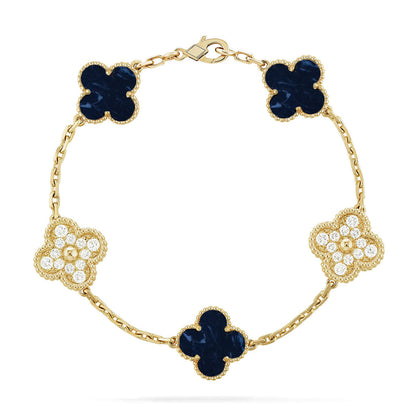 [LunaMar]LUCKY CLOVER 5-MOTIF BRACELET - PIETERSITE COLLECTION