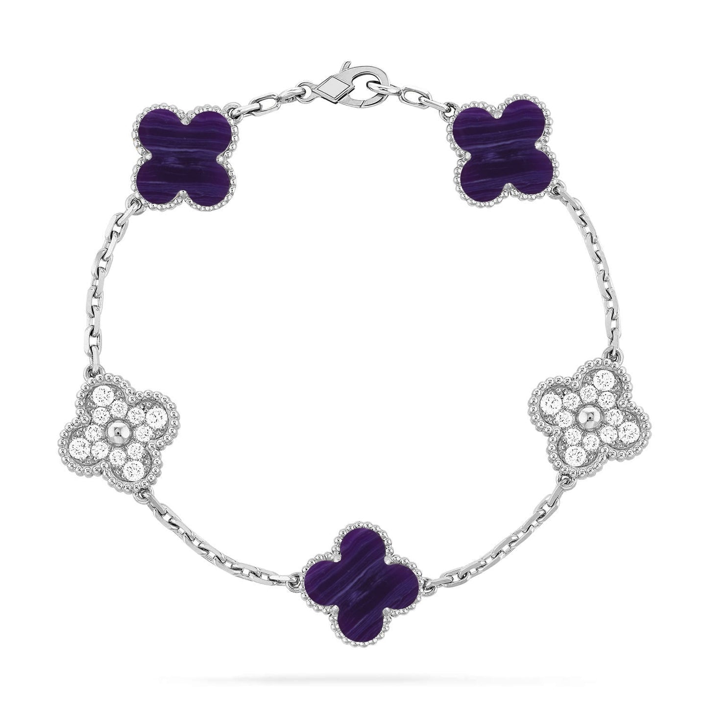 [LunaMar]LUCKY CLOVER 5-MOTIF BRACELET - CHAROITE COLLECTION