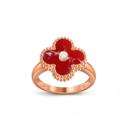 [LunaMar]LUCKY CLOVER DIAMOND-ACCENT ROSE GOLD RING COLLECTION