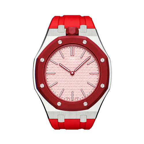 [LunaMar]OAK POP ORANGE-RED STEEL SILICONE STRAP