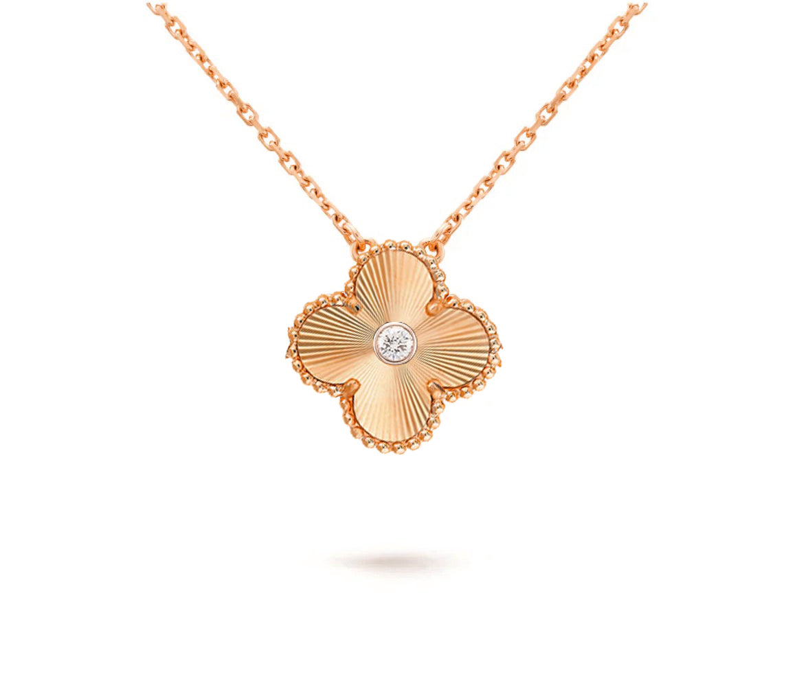 [LunaMar]15MM CLOVER FLOWER DIAMOND PENDANT NECKLACE COLLECTION