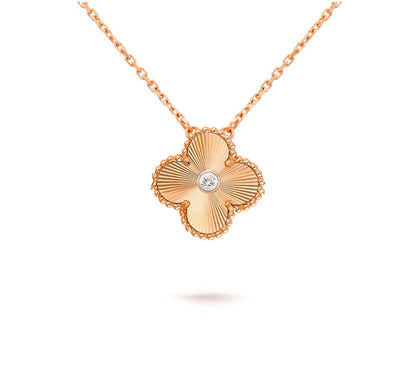 [LunaMar]15MM CLOVER FLOWER DIAMOND PENDANT NECKLACE COLLECTION