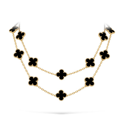 [LunaMar]CLASSIC 20-MOTIF LUCKY CLOVER LONG NECKLACE GOLD COLLECTION