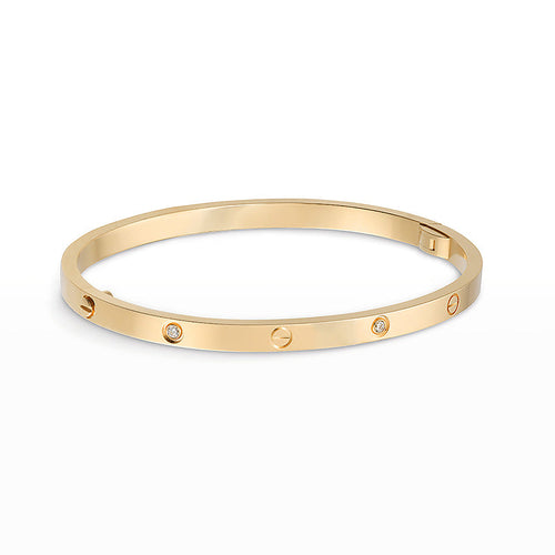 [LunaMar]LOVE 3.65MM SMALL MODEL BANGLE - 6-DIAMOND