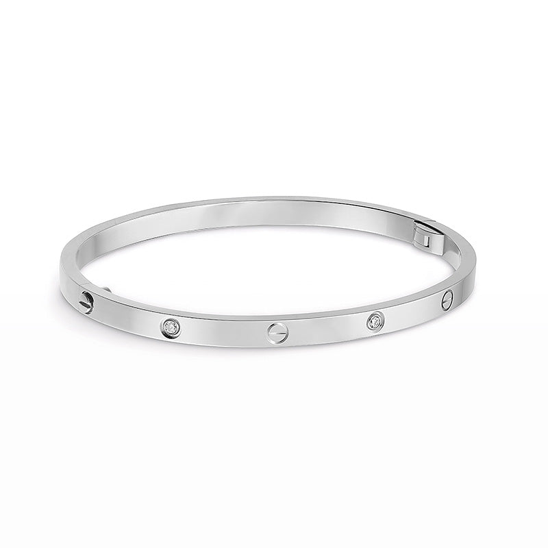 [LunaMar]LOVE 3.65MM SMALL MODEL BANGLE - 6-DIAMOND