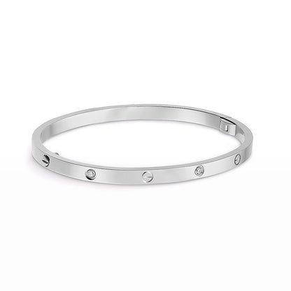 [LunaMar]LOVE 3.65MM SMALL MODEL BANGLE - 6-DIAMOND