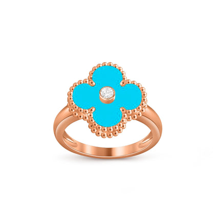 [LunaMar]LUCKY CLOVER DIAMOND-ACCENT ROSE GOLD RING COLLECTION