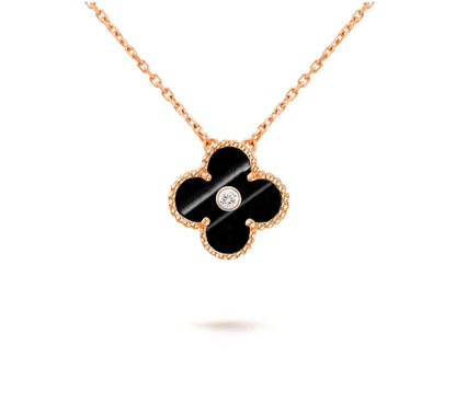 [LunaMar]15MM CLOVER FLOWER DIAMOND PENDANT NECKLACE COLLECTION
