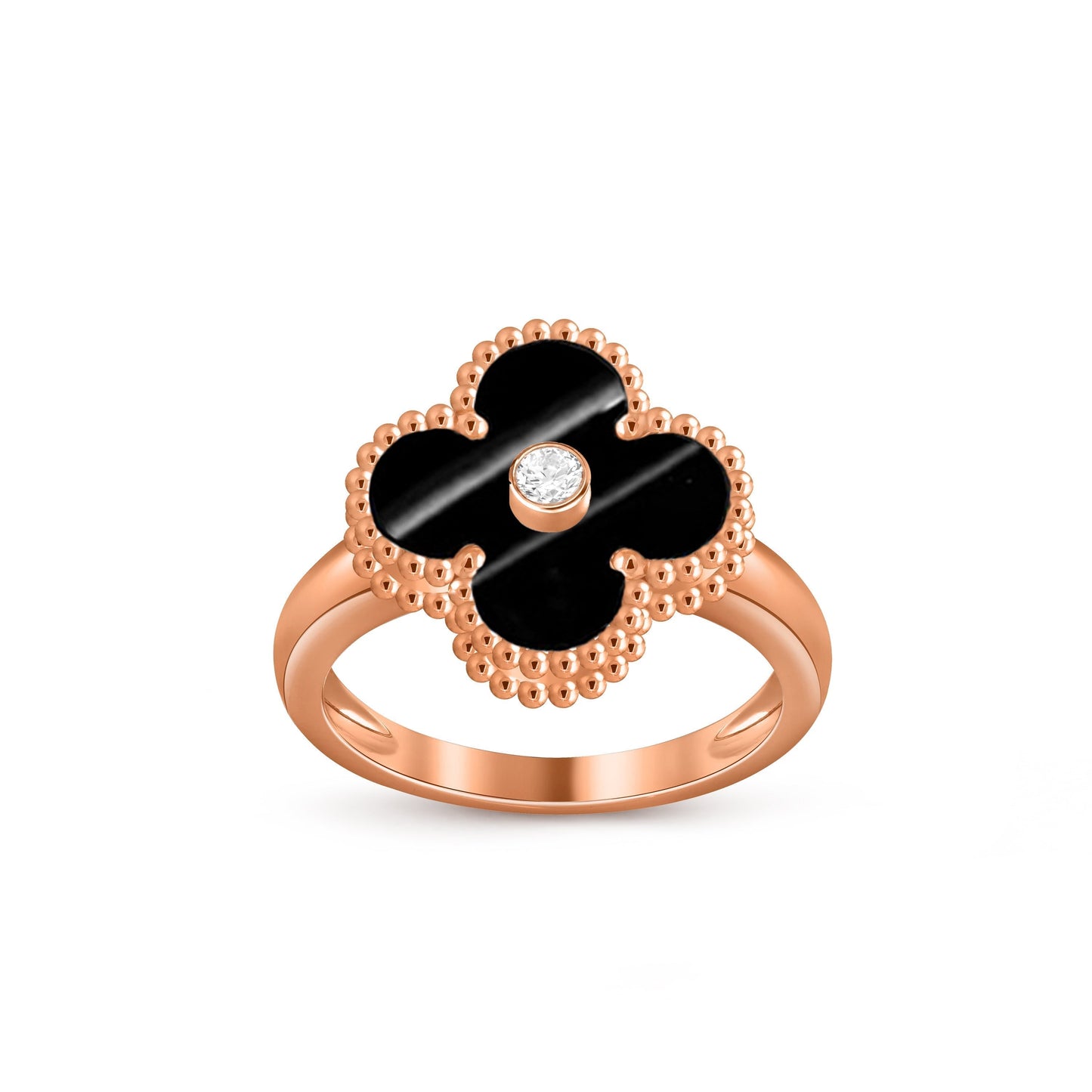 [LunaMar]LUCKY CLOVER DIAMOND-ACCENT ROSE GOLD RING COLLECTION