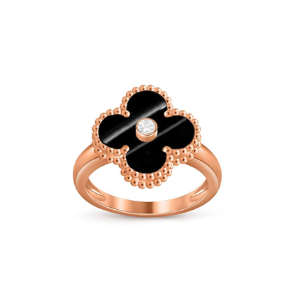 [LunaMar]LUCKY CLOVER DIAMOND-ACCENT ROSE GOLD RING COLLECTION