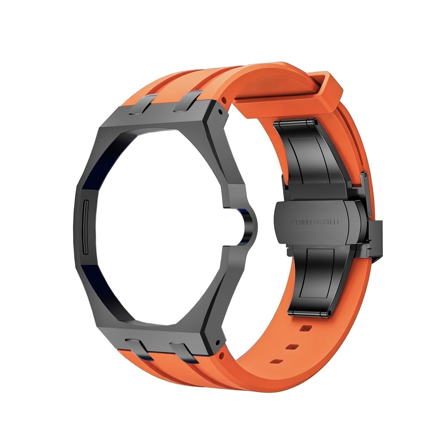 [LunaMar]OAK POP BLACK STEEL CASE & SILICONE STRAP