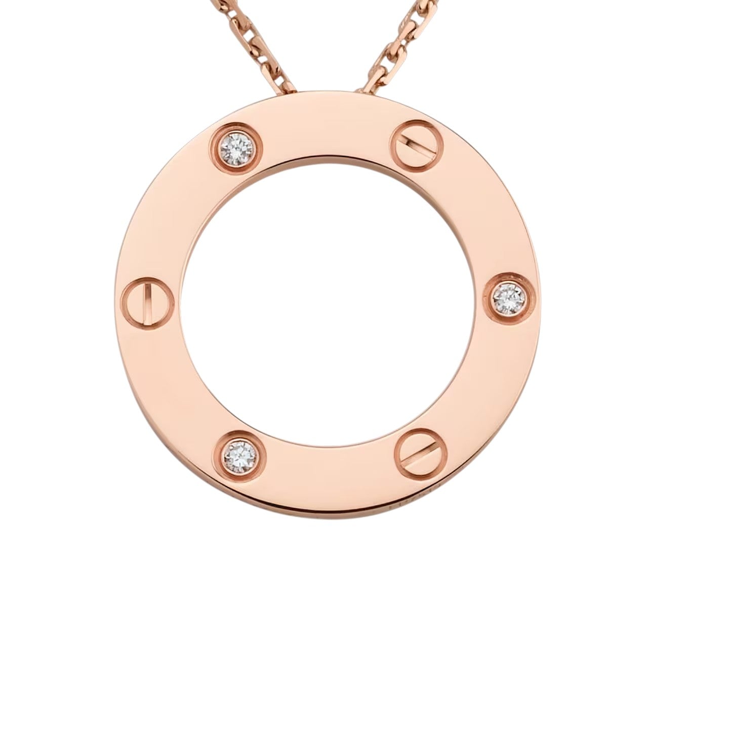 [LunaMar]LOVE LARGE CIRCULAR PENDANT 3-DIAMOND NECKLACE