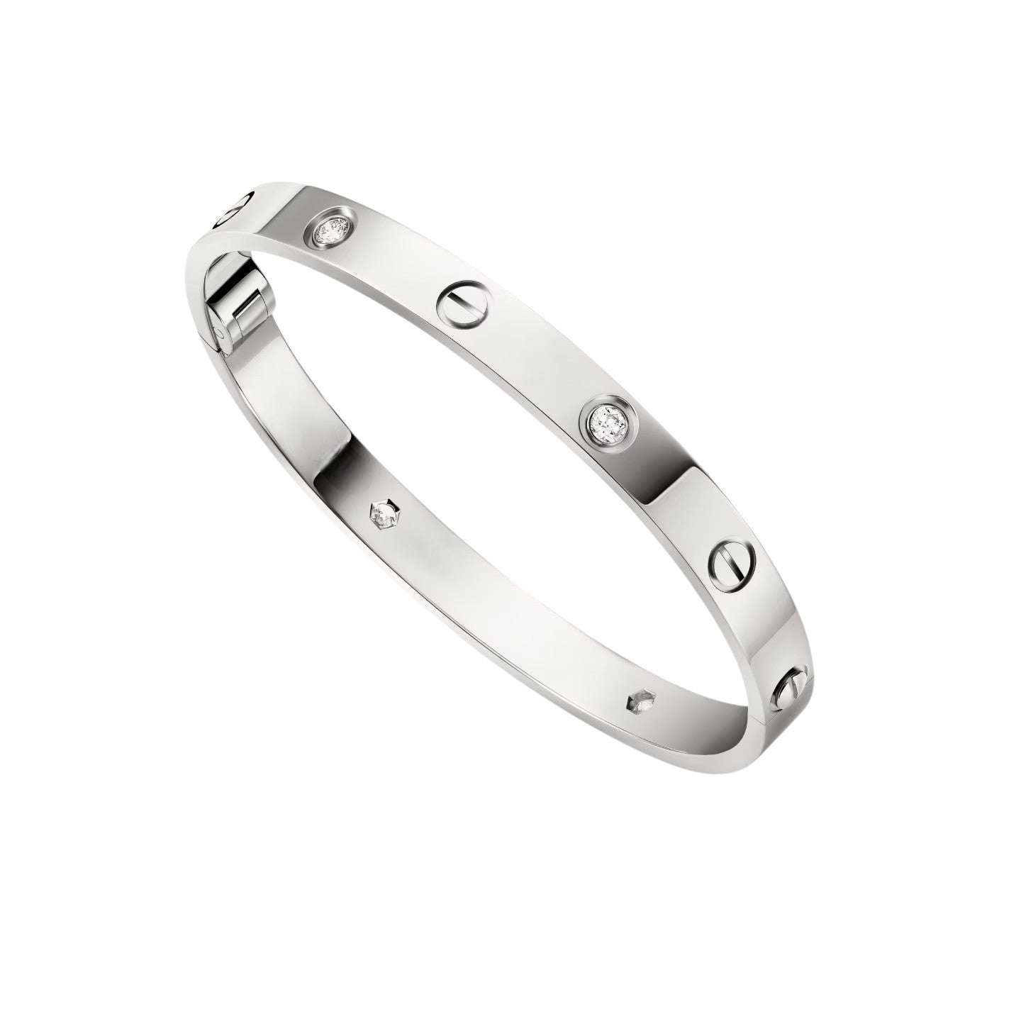 [LunaMar]CLASSIC 6.1MM LOVE SINGLE-SCREW CLOSURE BANGLE - 4-DIAMOND