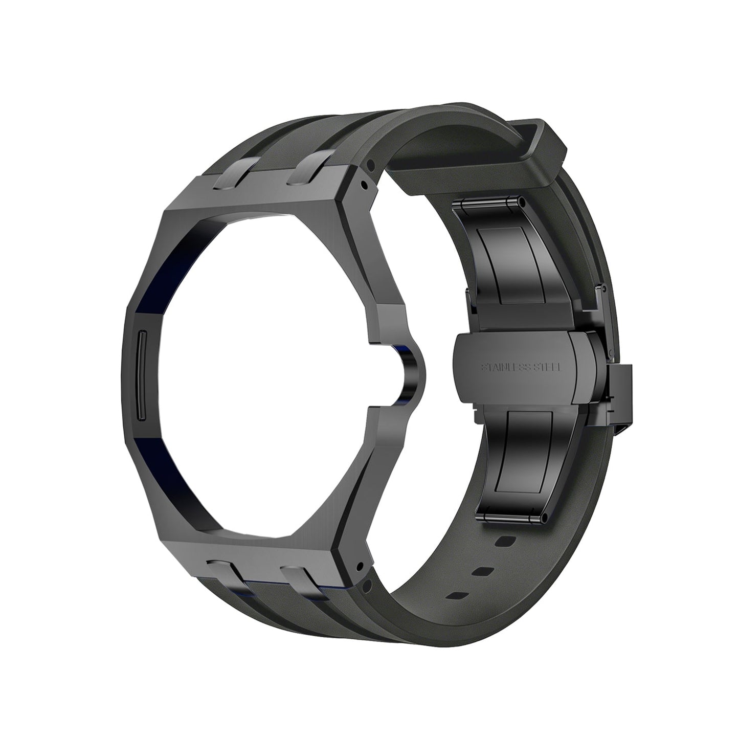 [LunaMar]OAK POP BLACK STEEL CASE & SILICONE STRAP