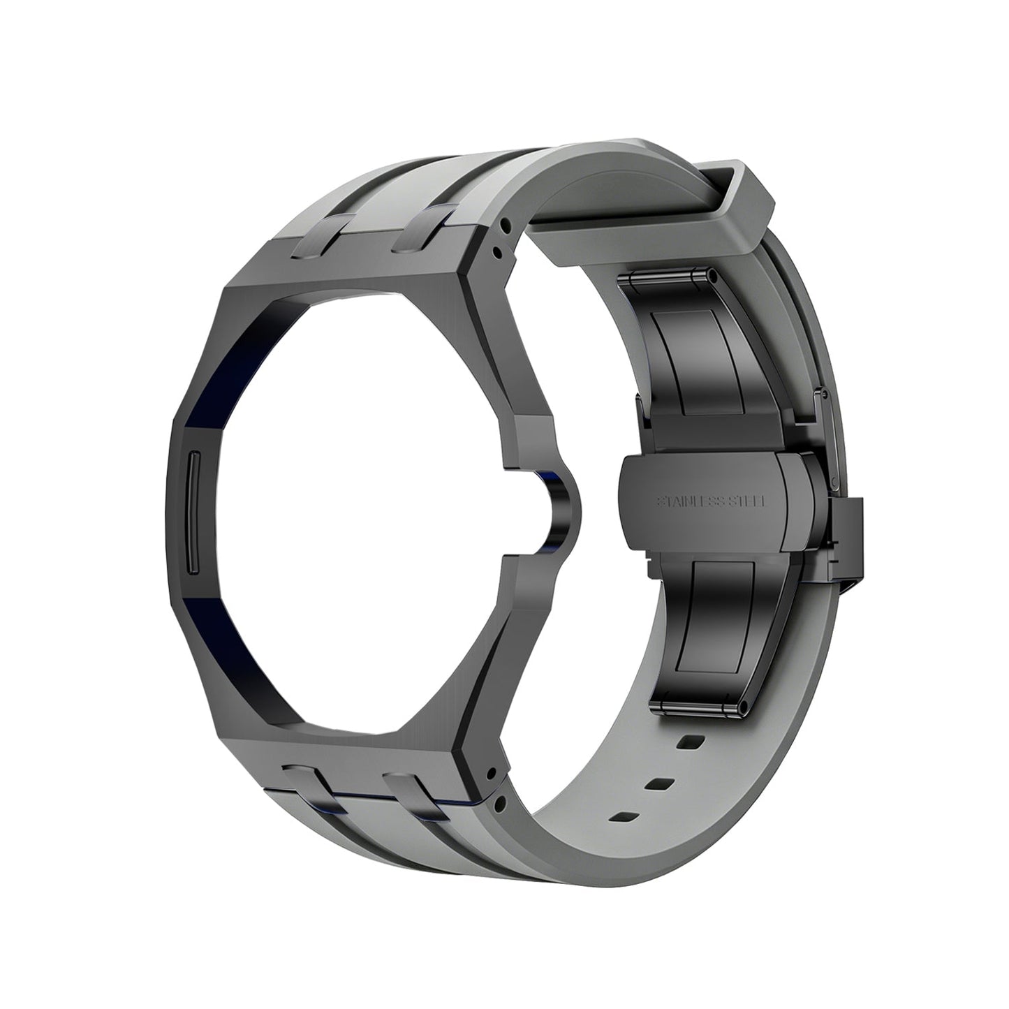 [LunaMar]OAK POP BLACK STEEL CASE & SILICONE STRAP