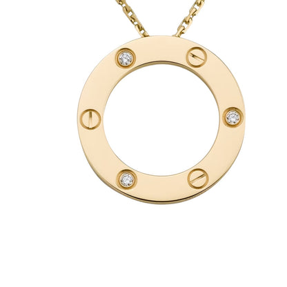 [LunaMar]LOVE LARGE CIRCULAR PENDANT 3-DIAMOND NECKLACE
