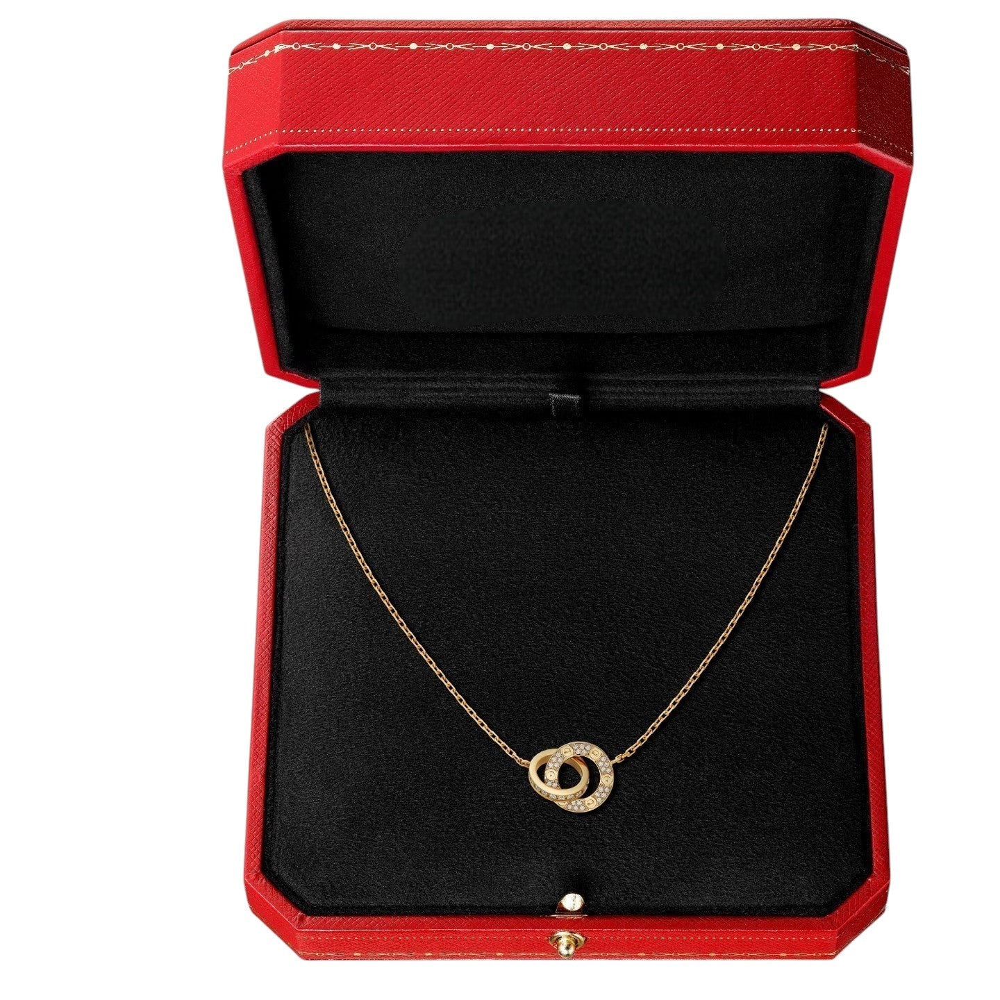 [LunaMar]LOVE DOUBLE-RING PENDANT FULL-PAVÉ NECKLACE