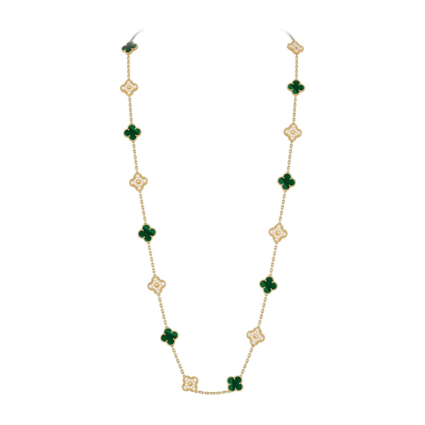 [LunaMar]CLASSIC 20-MOTIF LUCKY CLOVER LONG NECKLACE GOLD COLLECTION