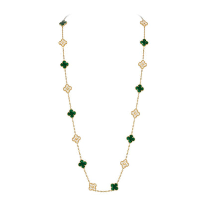 [LunaMar]CLASSIC 20-MOTIF LUCKY CLOVER LONG NECKLACE GOLD COLLECTION
