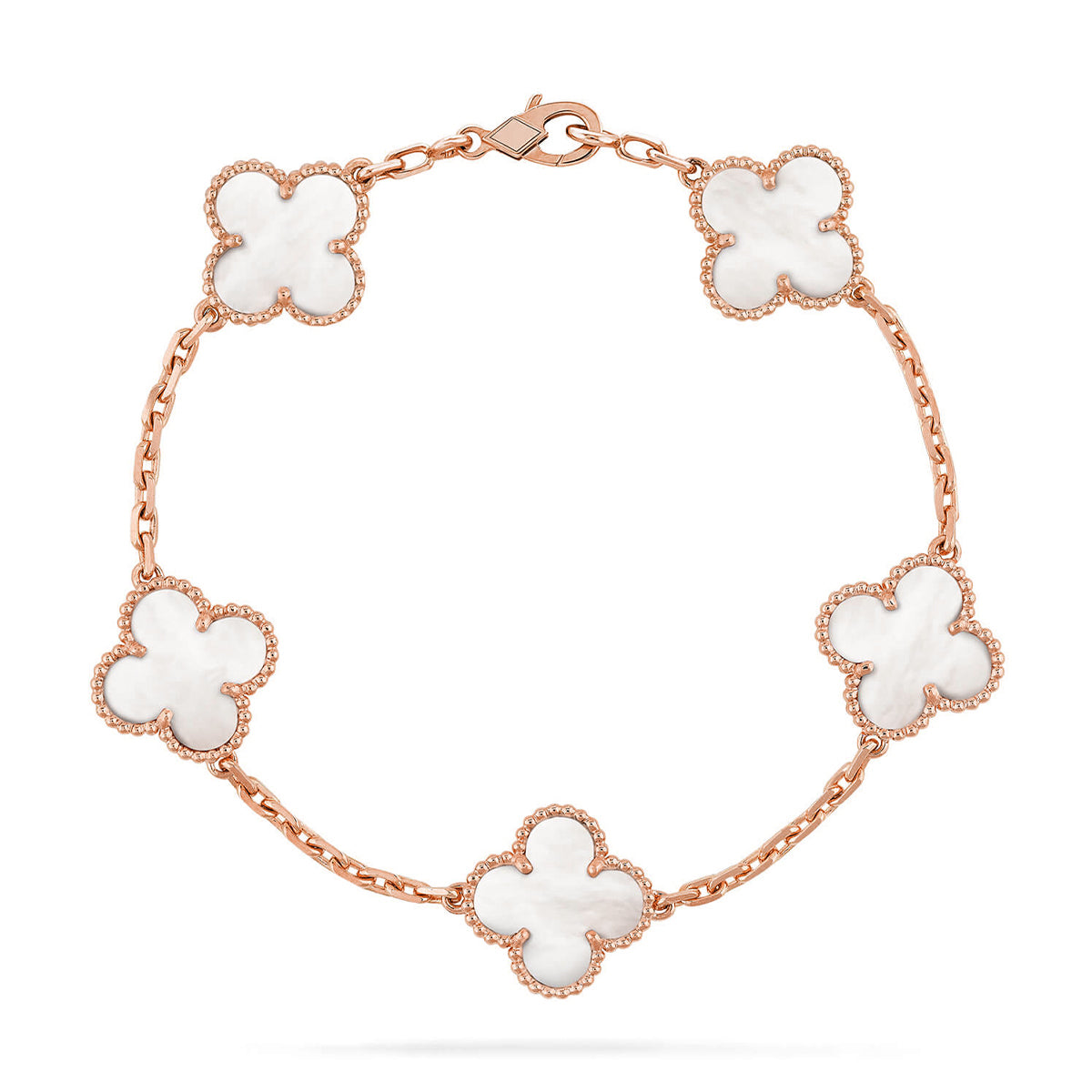 [LunaMar]LUCKY CLOVER 5-MOTIF BRACELET - WHITE MOTHER-OF-PEARL COLLECTION